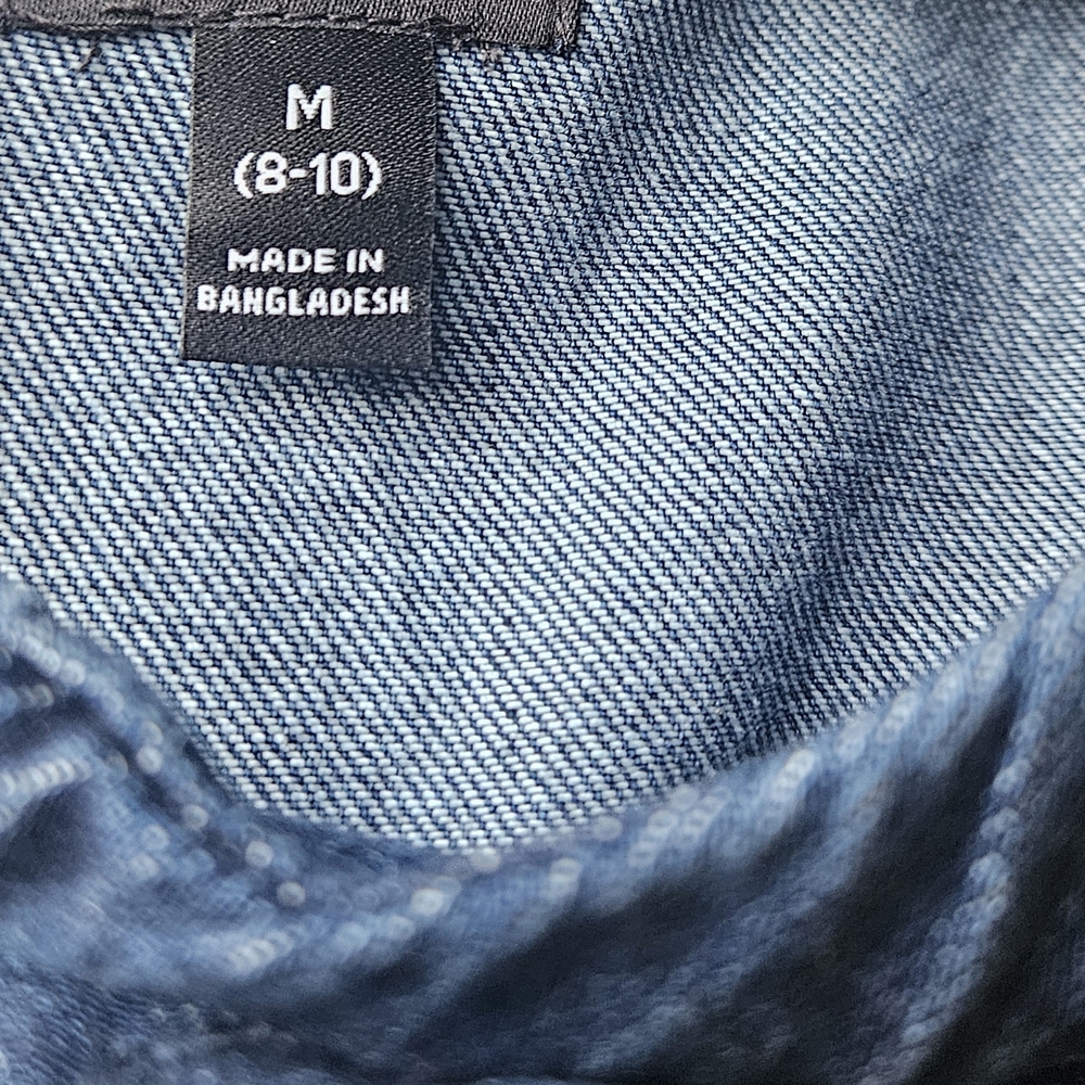 Scoop Cropped Oversized Denim Button Down Shirt Women NWT - Picture 4 of 7